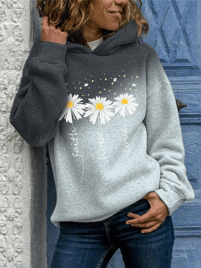 Women's FAITH&HOPE&LOVE Printed Hooded Sweatshirt
