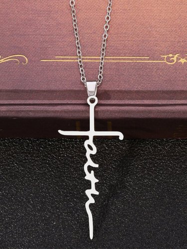 Women's Faith Cross Alloy Pendant Necklace