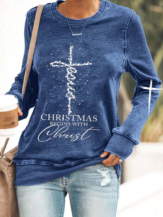 Women's Jesus Christmas Begins With Christ  Casual Sweatshirt