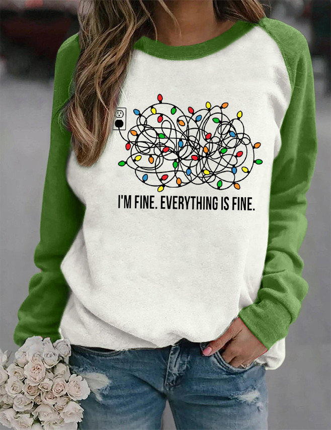 I'm Fine Everything is Fine Color Block Sweatshirt