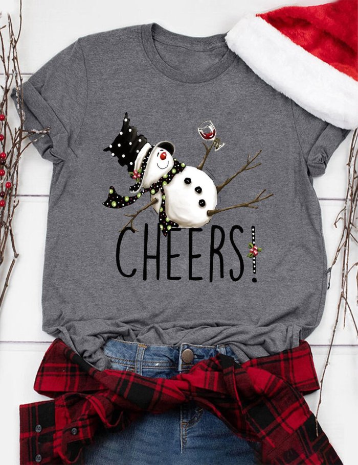 Cheers Snowman Christmas T-Shirt