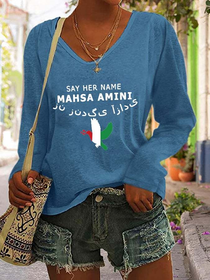 Women's Say Her Name Mahsa Amini Long Sleeve T-Shirt