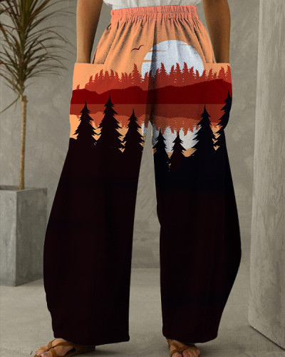 Forest Printed Loose Pants