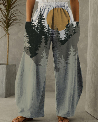 Forest Printed Loose Pants