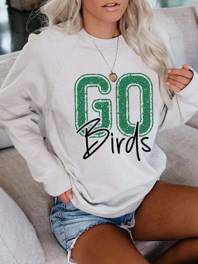 Women's Go Birds Football Print Long Sleeve Casual Sweatshirt