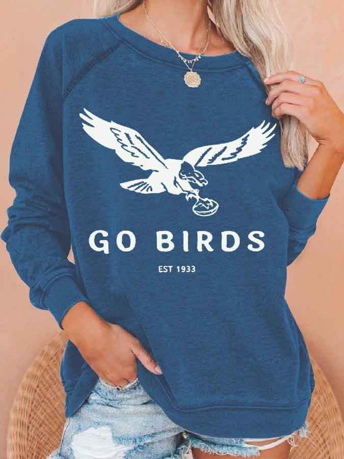 Women's Go Birds Football Print Casual Sweatshirt