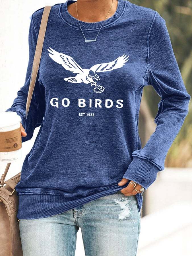 Women's Go Birds Philadelphia Football Print Casual Sweatshirt