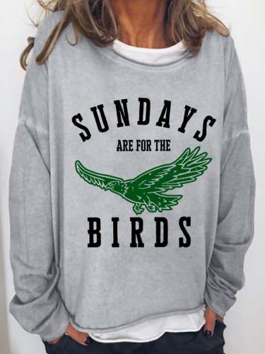 Women‘s Sundays Are For The Birds Football Print Casual Sweatshirt