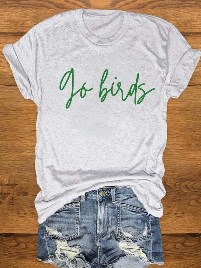Women's Go Birds Football Print Casual T-Shirt