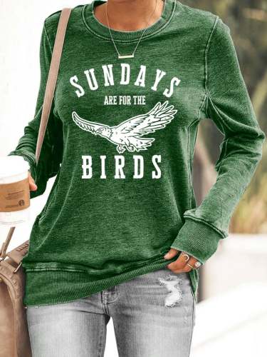 Women's Sundays Are For The Birds Print Casual Sweatshirt