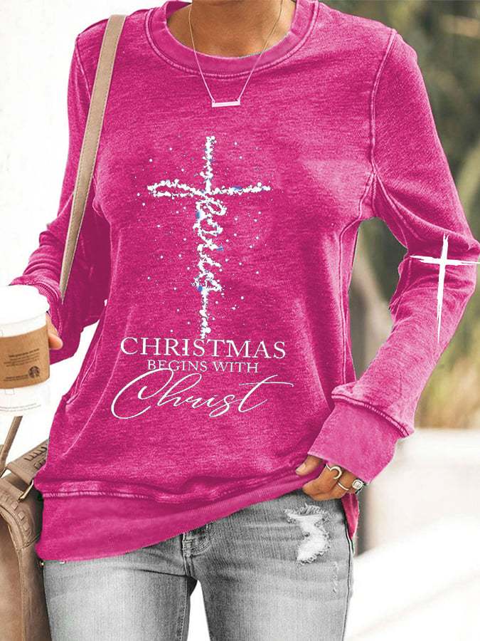 Women's Jesus Christmas Begins With Christ  Casual Sweatshirt