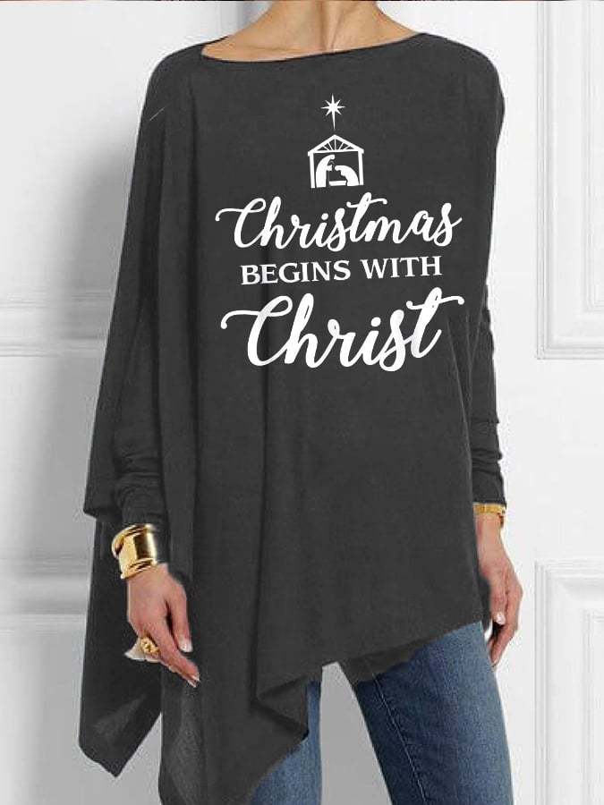 Christmas Begins With Christ Print Women's Top