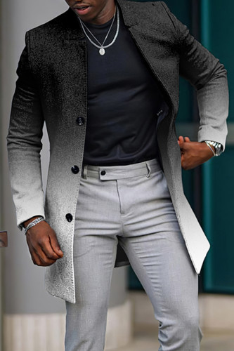 Black And White Gradient Mid Length Coat