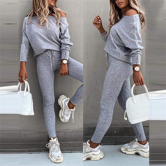 Casual Lace-Up Oblique Shoulder Sports Set