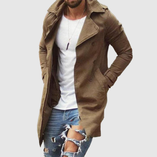 Men's Slim Mid-length Lapel Trench Coat