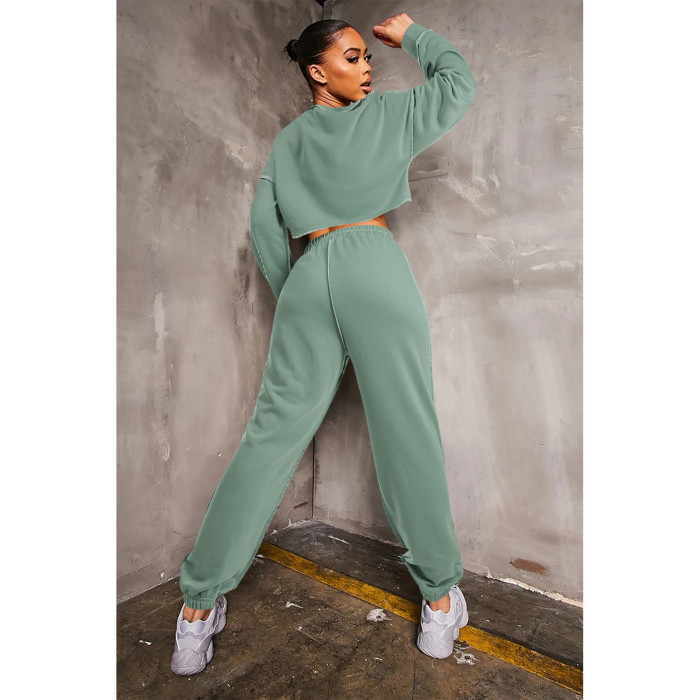 Casual Crop Top And Pants Sports Suit