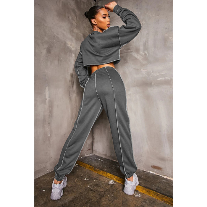 Casual Crop Top And Pants Sports Suit