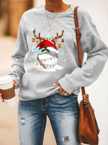 Women's Baseball Christmas Print Sweatshirt