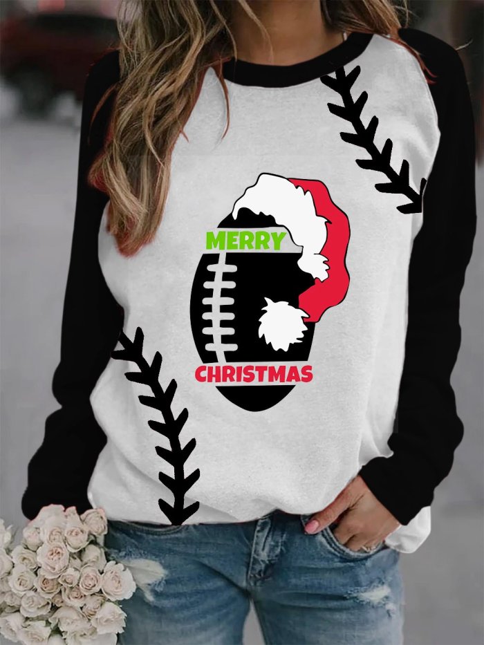 Women's Football Christmas Print Sweatshirt