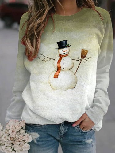 Women's Christmas Snowman Print Sweatshirt