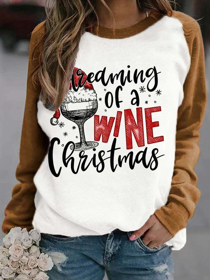 Women‘s Wine Print Casual Sweatshirt