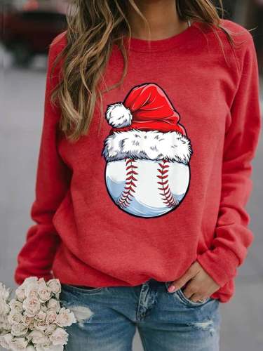 Women's Christmas Baseball Print Sweatshirt