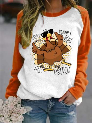 Women's Happy Turkey Day Print Sweatshirt