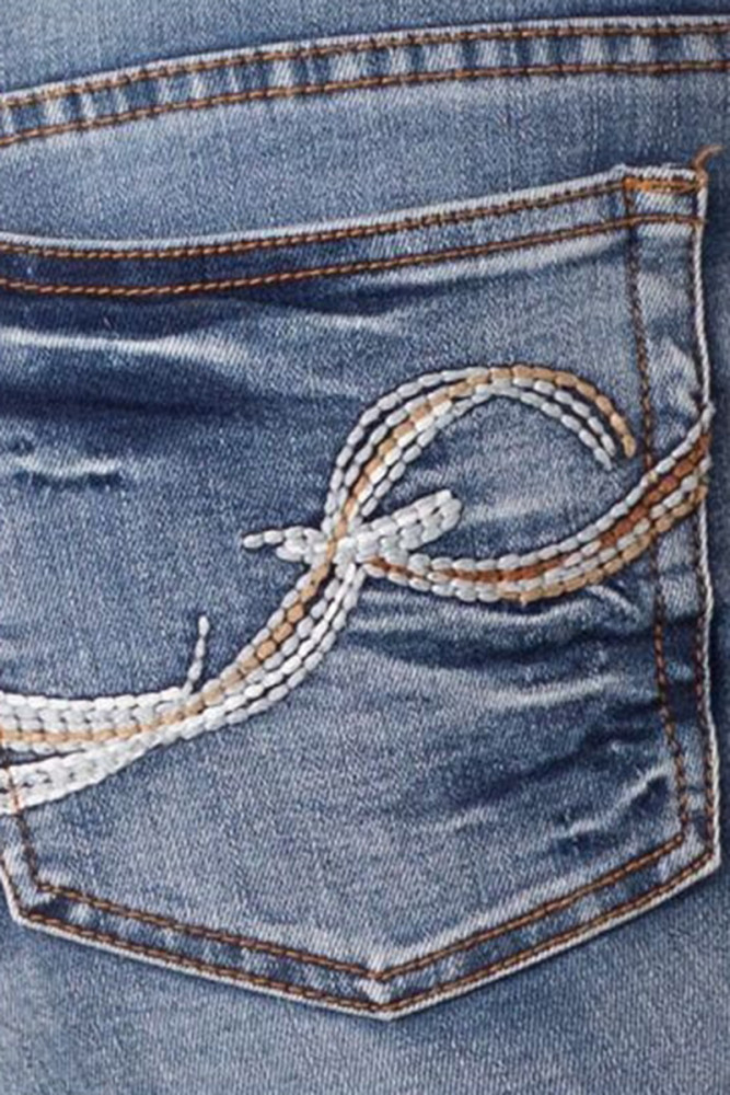 Vintage Low Waist Button Hem Bootcut Jeans