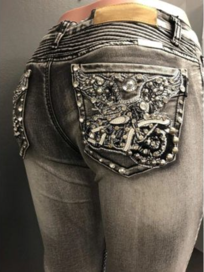 Punk Motorcycle Beaded Women's Jeans