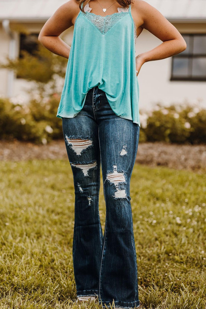 Vintage Ripped Flare Jeans