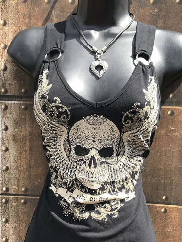 Street Casual Skull Print Undershirt Top
