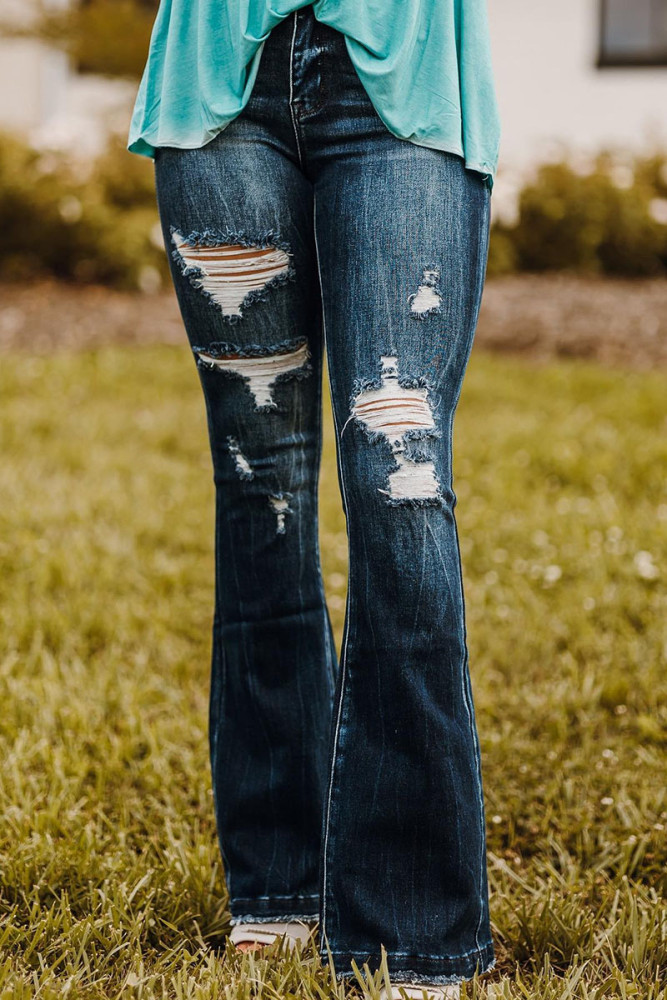Vintage Ripped Flare Jeans