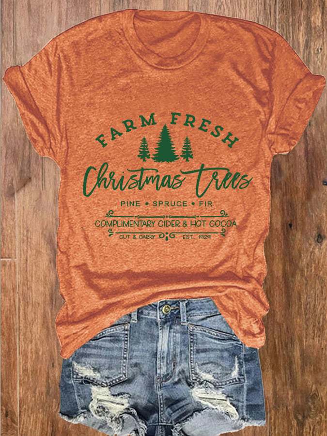 Women's FARM FRESH Christmas trees Print T-Shirt