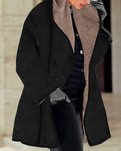 Warm Paneled Loose Wool Coat