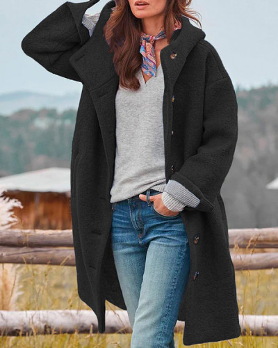 Woolen Hoodie Casual Overcoat