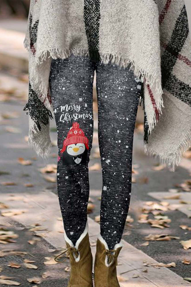 Christmas Snowflake Pattern Sheath Casual Leggings