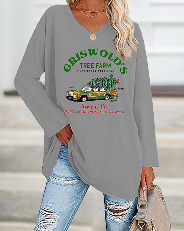 Griswold’s Tree Farm Print Long Sleeve Top