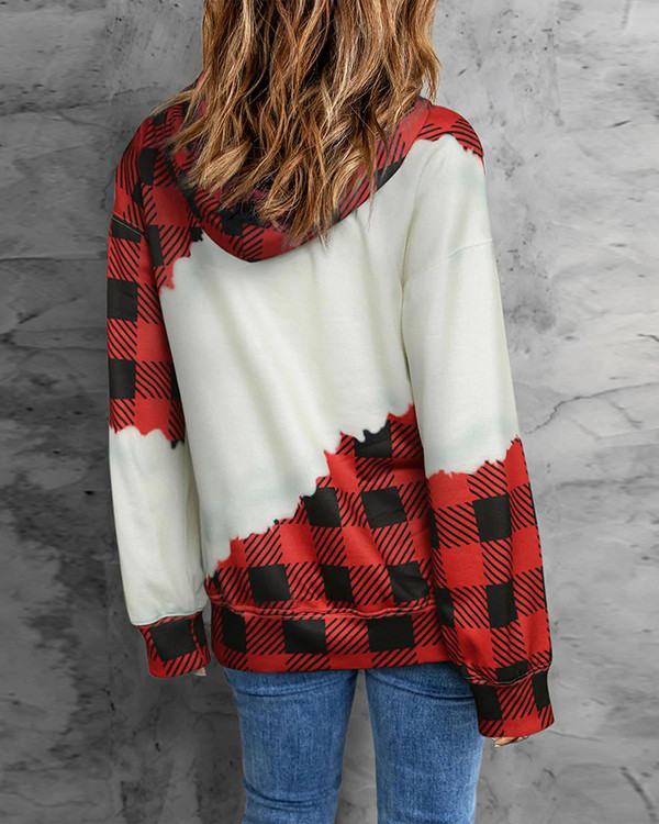 Women's Plaid Santa Claus Loose Hoodie