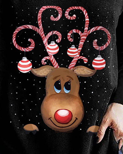 Christmas Elk Print Tunic Pullover