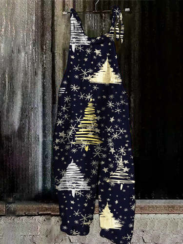 Christmas tree print jumpsuit
