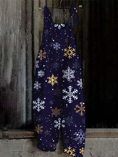 Christmas Snowflake Print Jumpsuit