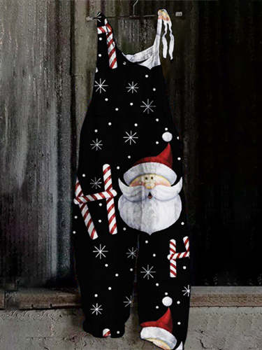 cute cartoon santa print jumpsuit