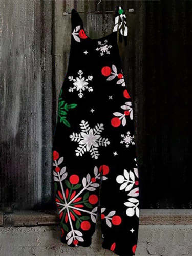 Christmas Colorful Snowflake Retro Casual Jumpsuit