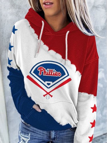 Women's Philadelphia Phillies Baseball Print Tie-Dye Hoodie