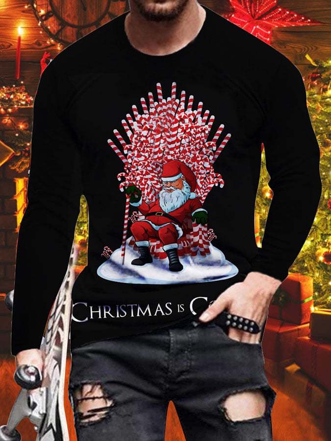 Men's Christmas Print Crew Neck Long Sleeve T-Shirt