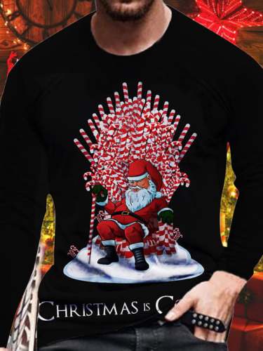 Men's Christmas Print Crew Neck Long Sleeve T-Shirt