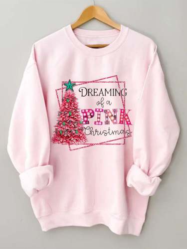 I'm Dreaming Of A Pink Christmas Print Sweatshirt