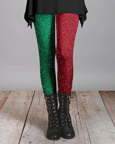 Christmas Red and Green Patchwork Leggings