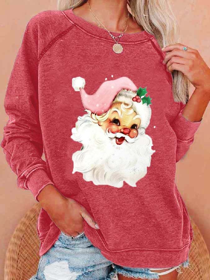 Christmas Retro Santa Print Sweatshirt