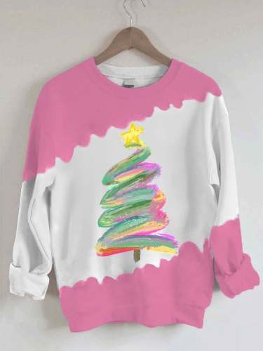 Women's Oil Painting Christmas Tree Sweatshirt